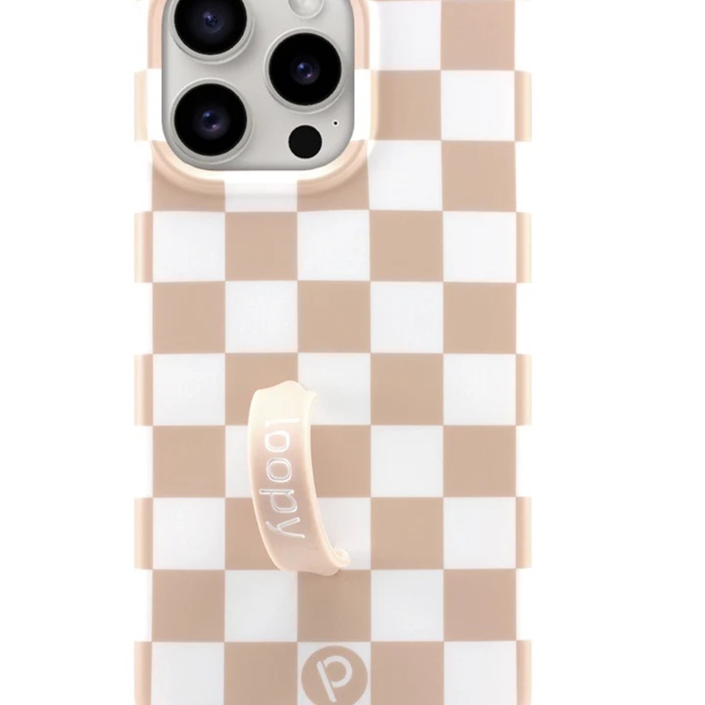Loopy Case Tan and White Checkered Phone Case - Apple 12 Pro Max